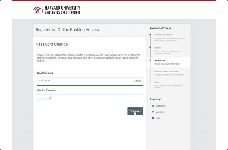 New_Password Set new password in Harvard FCU online banking